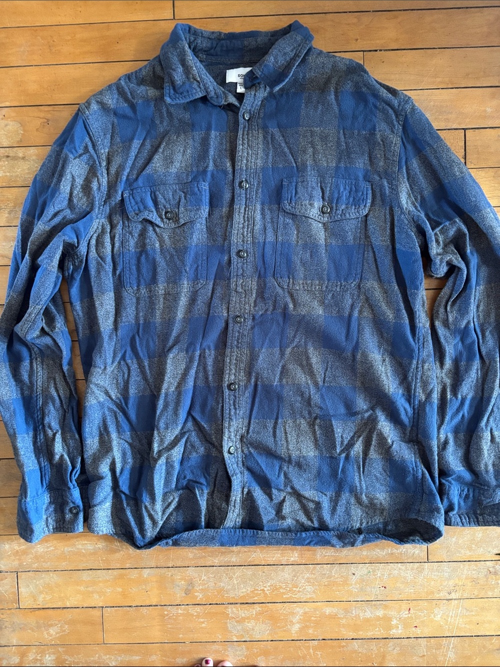 EUC Mens Sonoma Blue Plaid Lightweight Flannel Shirt